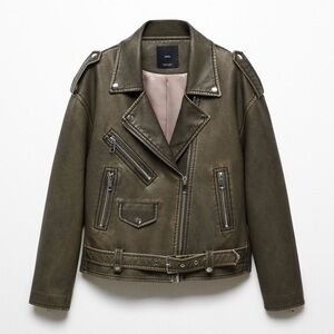 Mango Faux Leather Jacket with Maxi Lapels